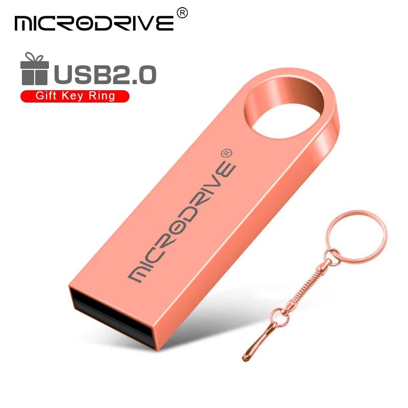 High Speed Memoria Flash Drive 8GB 32GB Pendrive 128GB 64GB Waterproof Pen Drive Flash Usb 2.0 Metal Stick Key Custom Logo