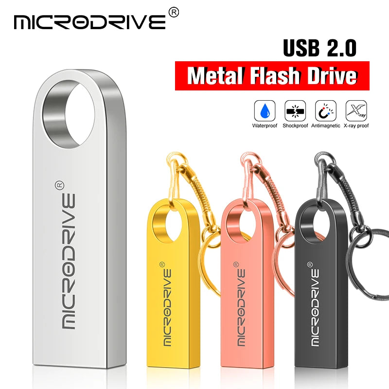 High Speed Memoria Flash Drive 8GB 32GB Pendrive 128GB 64GB Waterproof Pen Drive Flash Usb 2.0 Metal Stick Key Custom Logo