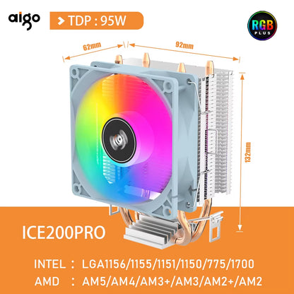 CPU Cooler 2 4 6 Heat Pipes PC Radiator Cooling 3PIN PWM Silent Rgb Fan for Intel 1700 1150 1155 1156 1366 AM2/AM3/AM4 AMD
