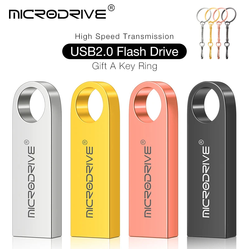 High Speed Memoria Flash Drive 8GB 32GB Pendrive 128GB 64GB Waterproof Pen Drive Flash Usb 2.0 Metal Stick Key Custom Logo
