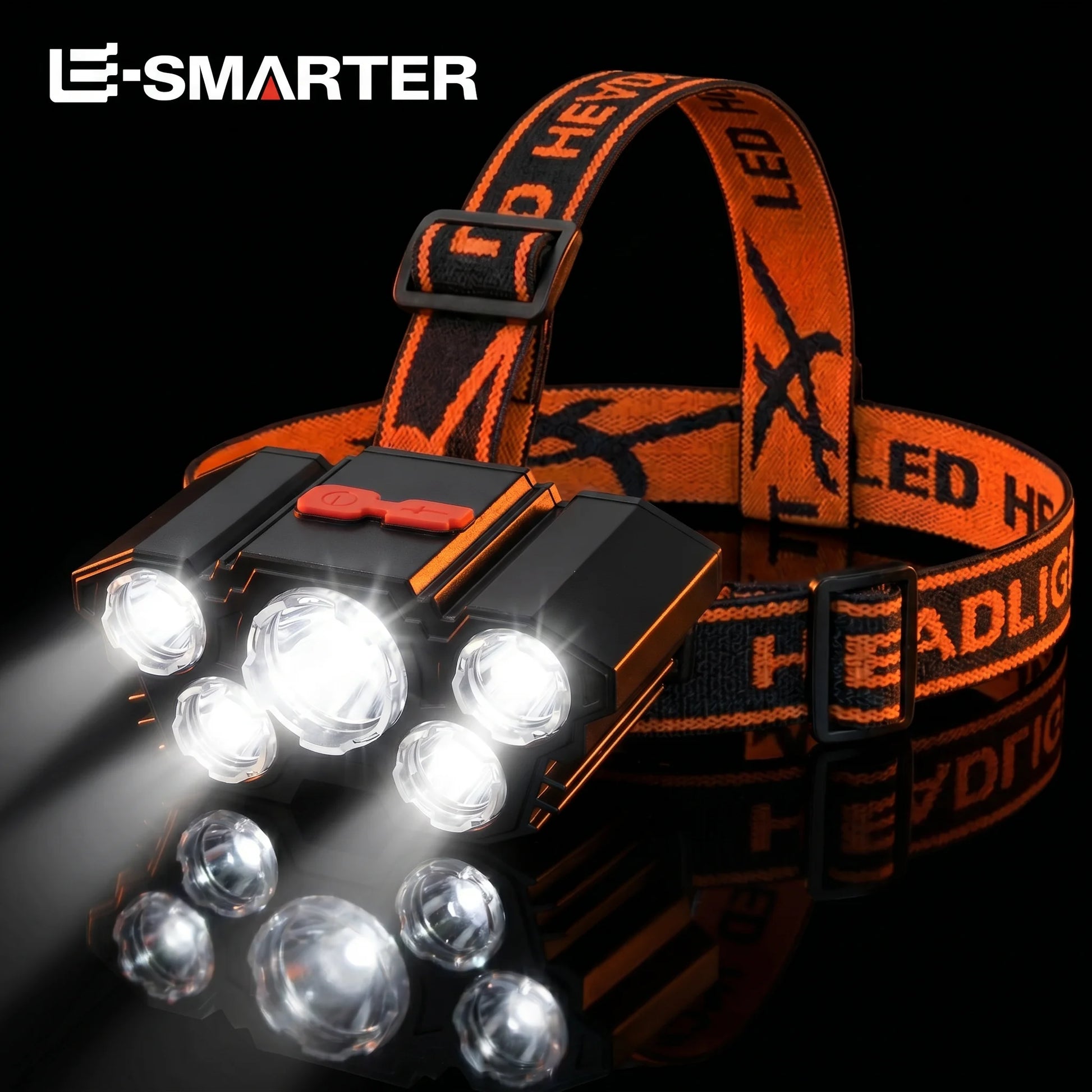 5 LED Flashlight Rechargeable with Built in Lithium Battery Strong Head Light Camping Adventure Fishing Cycling Headlamp