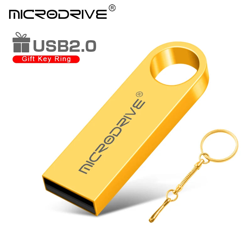 High Speed Memoria Flash Drive 8GB 32GB Pendrive 128GB 64GB Waterproof Pen Drive Flash Usb 2.0 Metal Stick Key Custom Logo