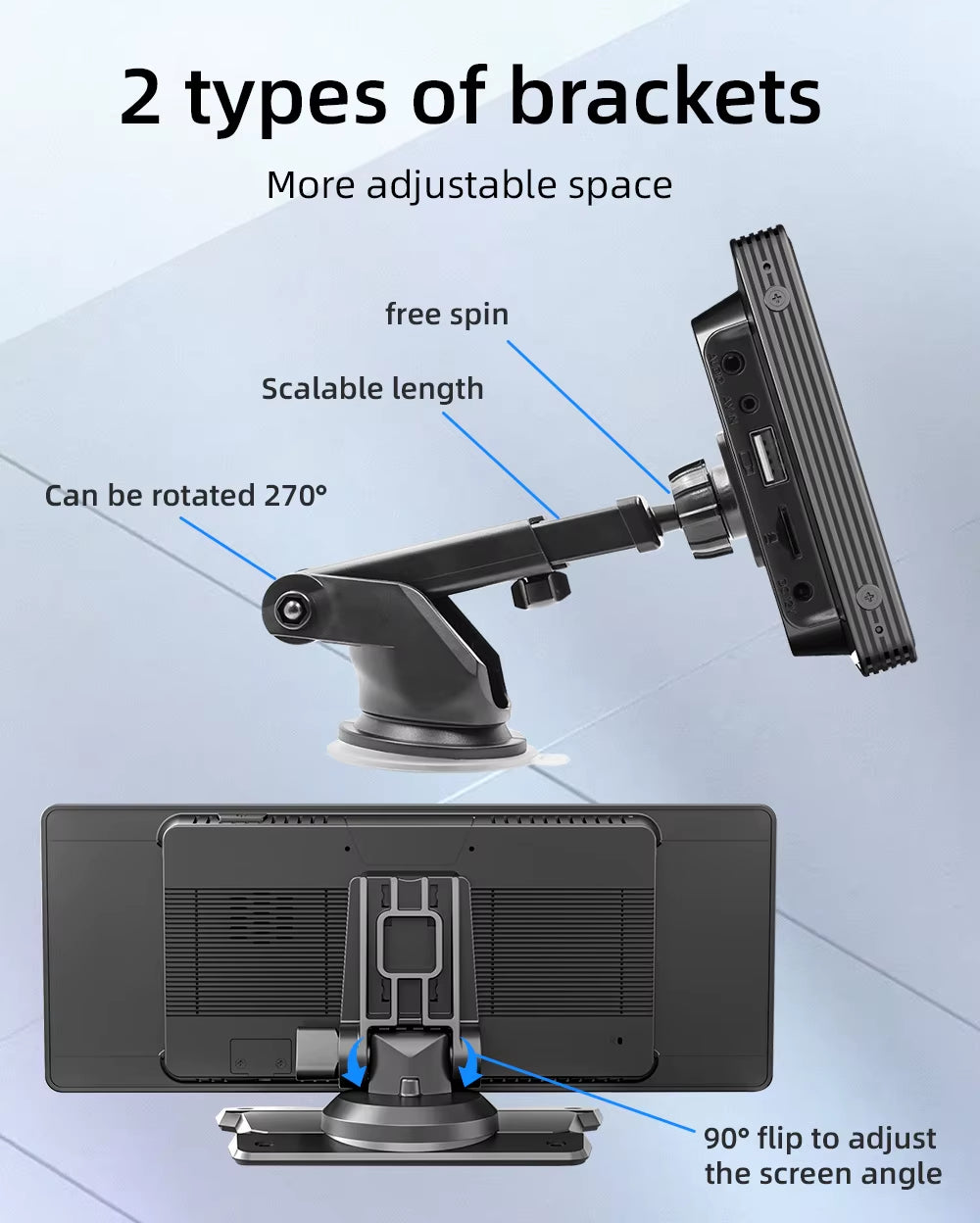 10.26 Inch Portable MP5 Multimedia Video Player Android Auto Wireless Carplay Screen HD Rear Reversing Camera Car Radio